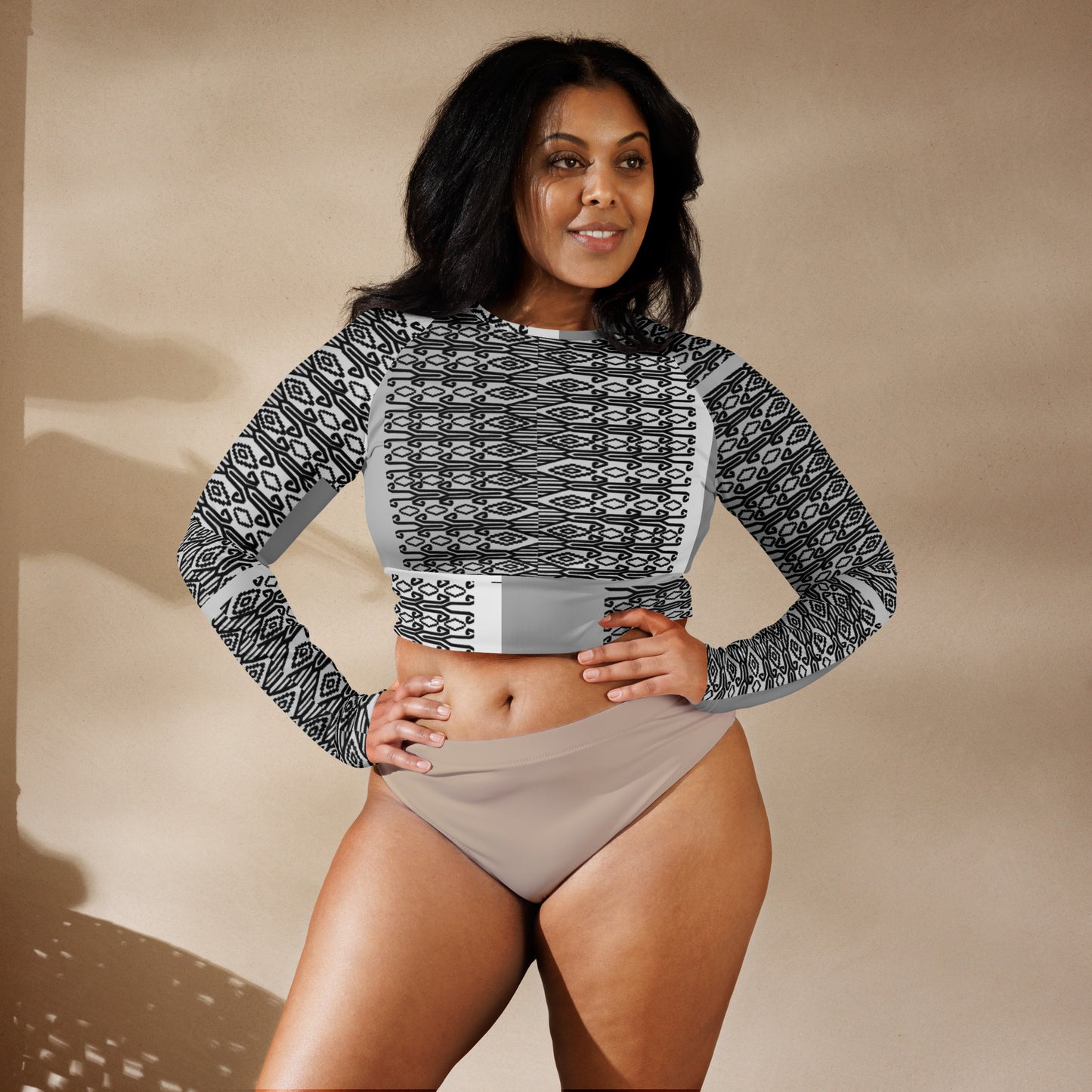 Recycled long-sleeve crop top