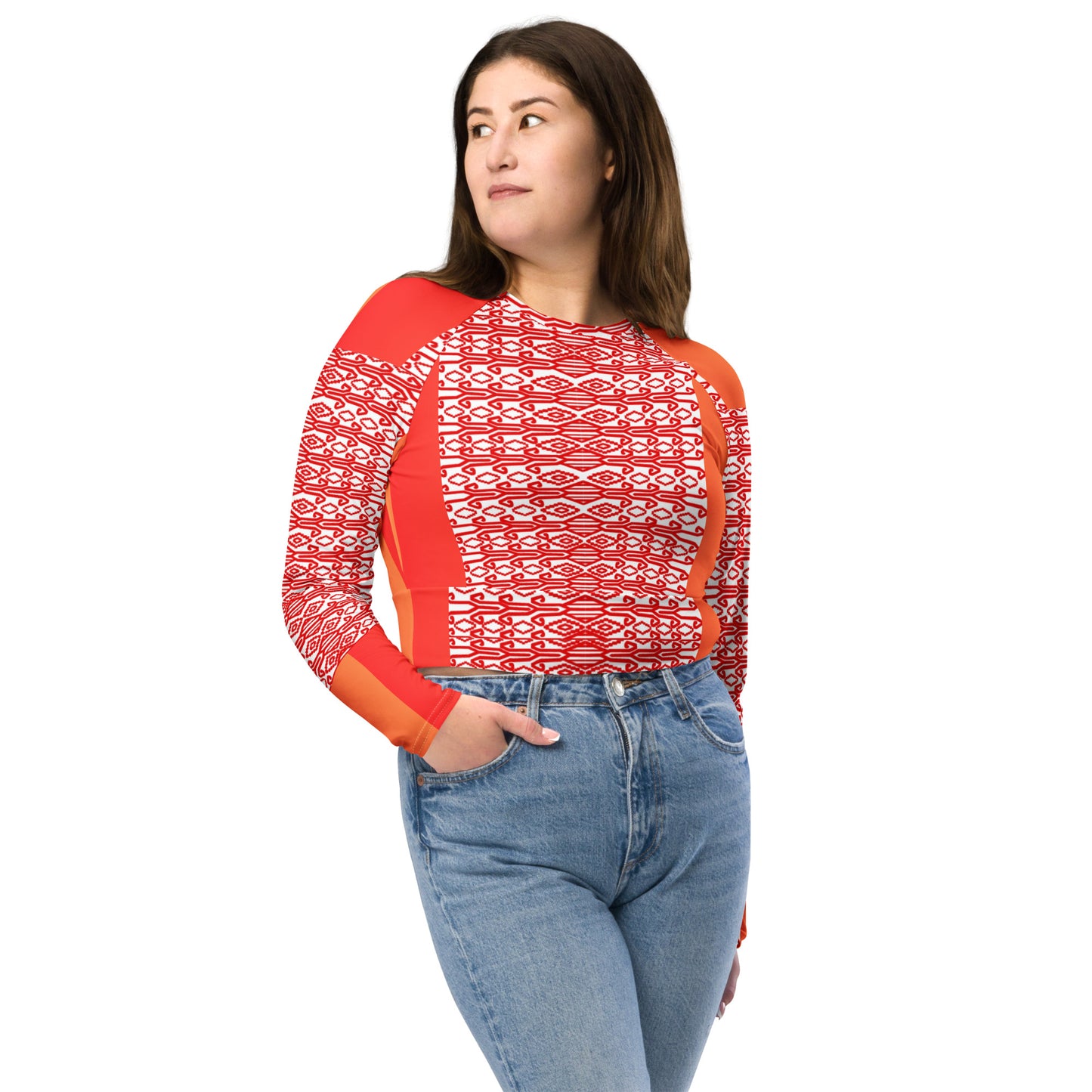 Recycled long-sleeve crop top