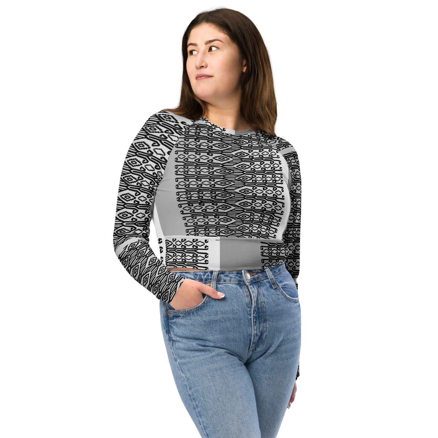 Recycled long-sleeve crop top